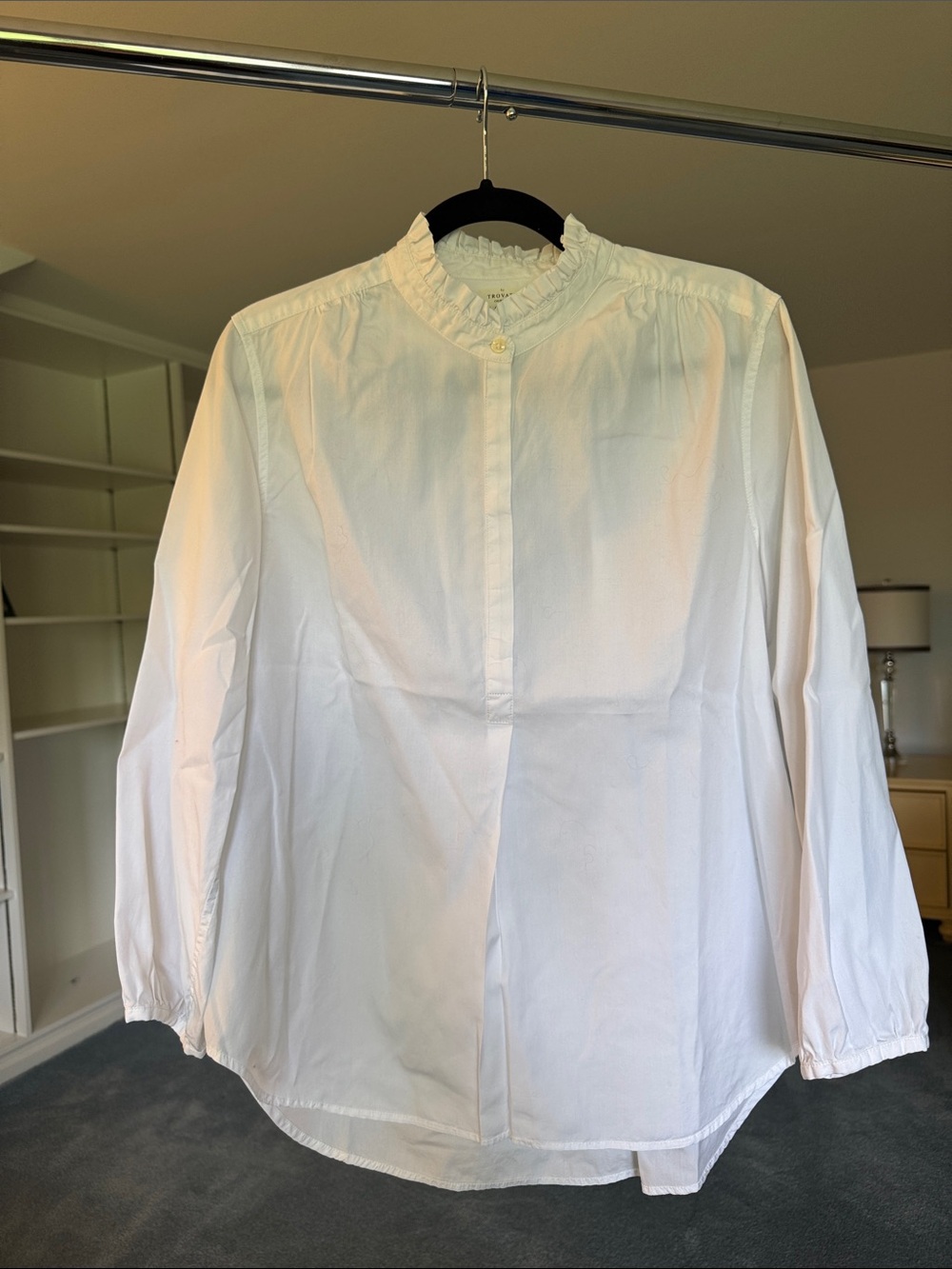 Trovata Sara B Henley Shirt White Poplin